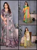 Shc Gajanand Vol 1 Cotton Silk Digital Printed Saree Collection - Image 2
