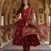 Shiv Vol 130 Maroon Roman Silk Readymade Dress