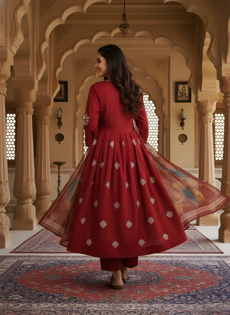 Shiv Vol 130 Maroon Roman Silk Readymade Dress