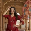 Shiv Vol 130 Maroon Roman Silk Readymade Dress