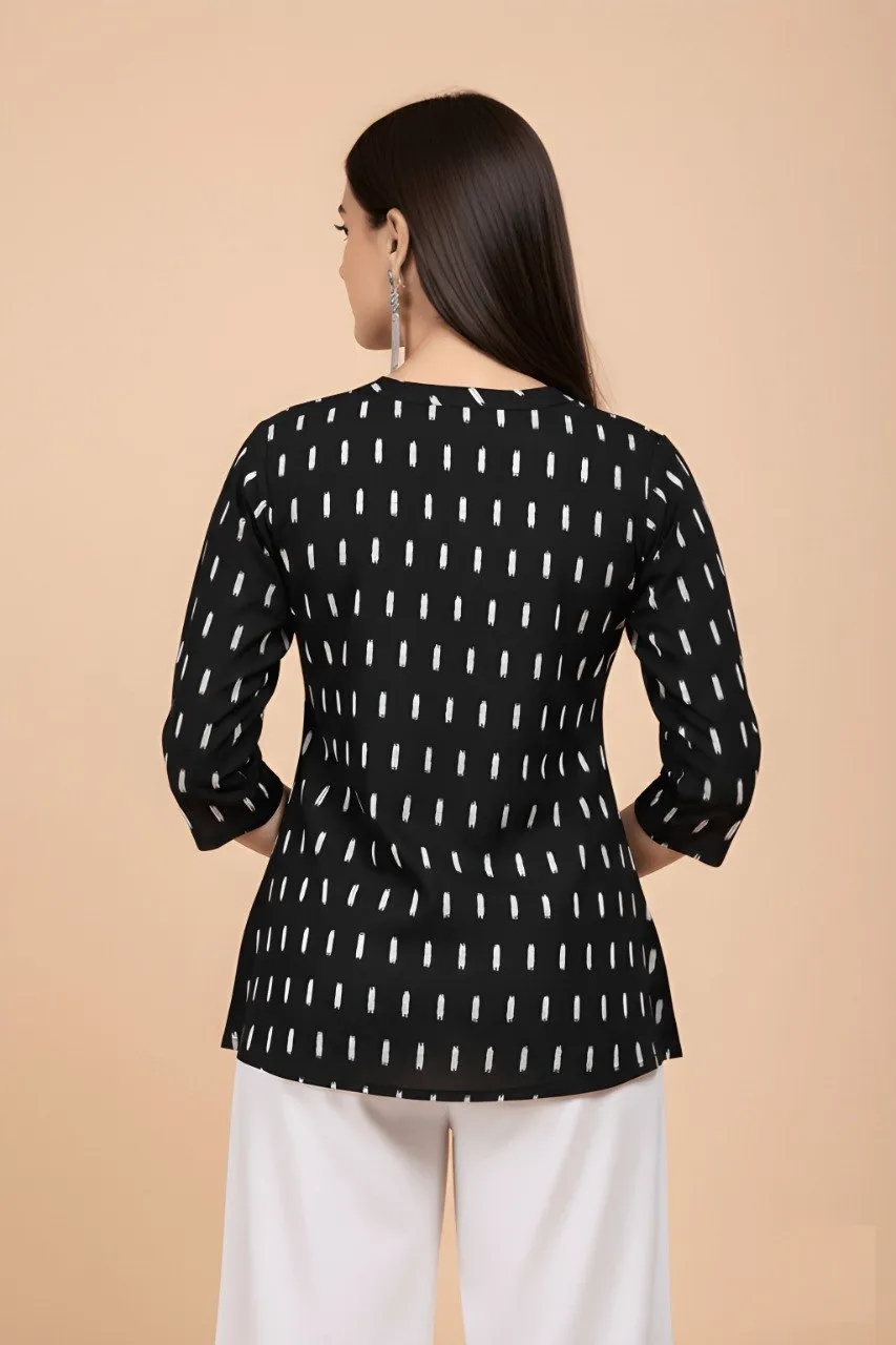 Shiv Vol 154 Black Cotton Blend Printed Short Top Western Wear