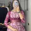 WMT 6001 Soft Silk Floral Prined Jacquard Gown