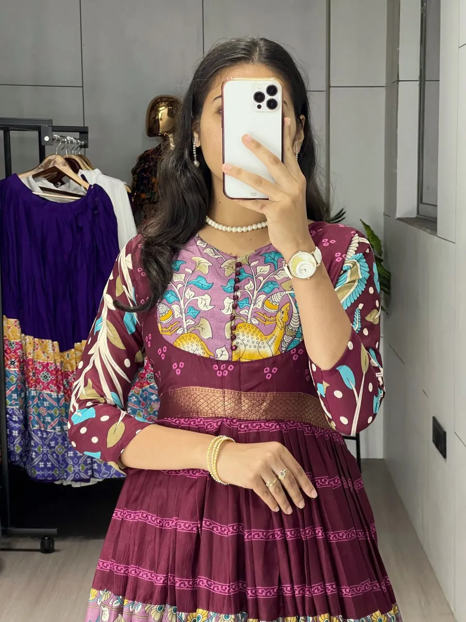 WMT 6009 Soft Silk Kalamkari Printed Gown