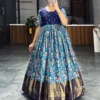 WMT 6030 Soft Dola Silk Kalamkari Printed Gown Collection