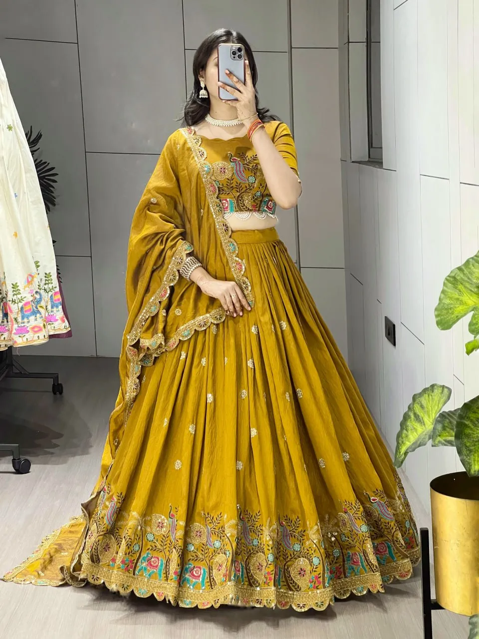 WMT 8229 Haldi Two Tone Nc Vichitra Wedding Lehenga Choli
