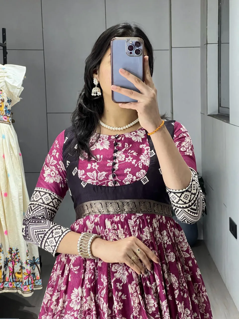 WMT 8232 Soft Silk Kalamkari Floral Printed Gown