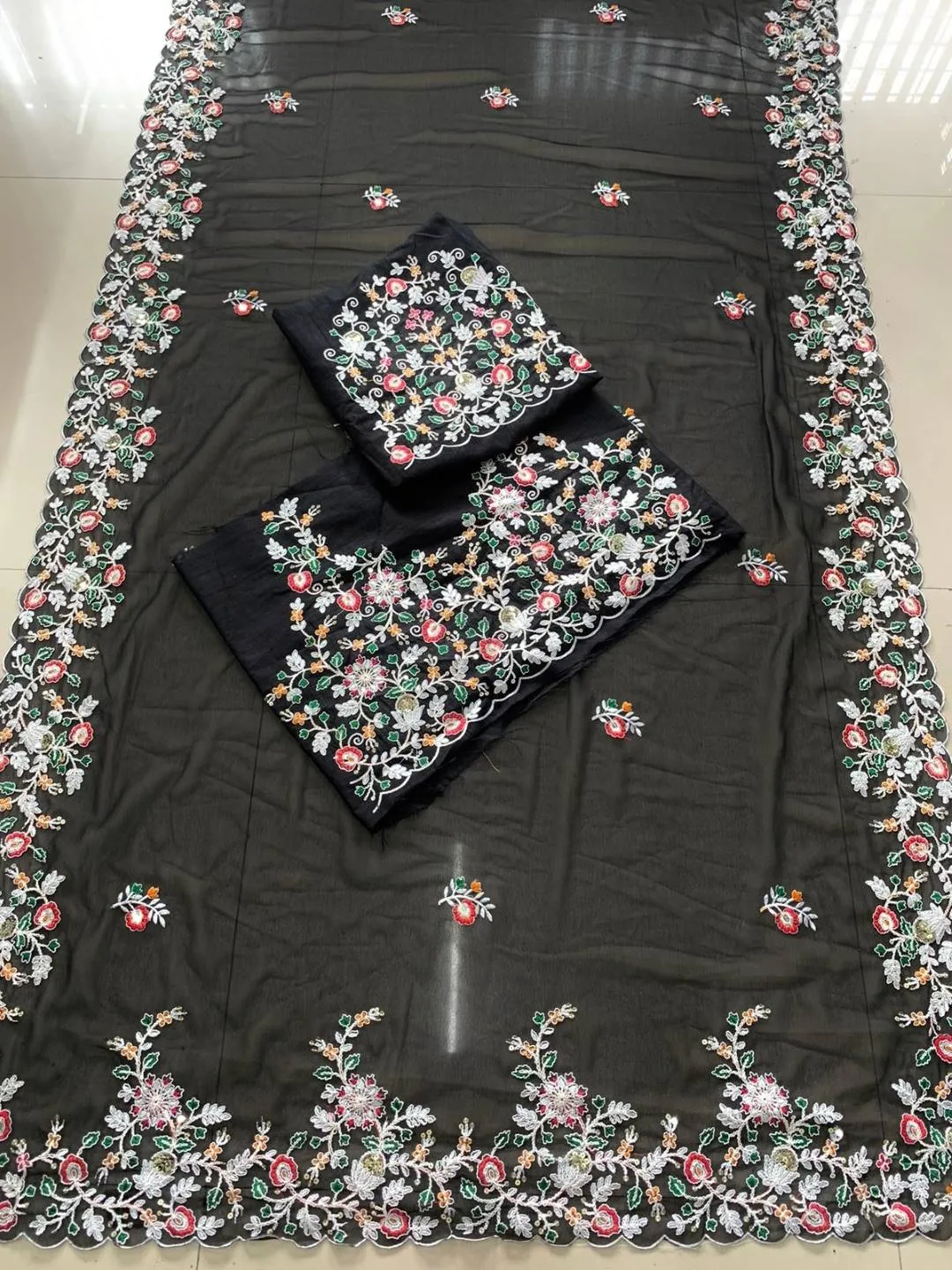 Kiara Sargam Georgette Embroidery Wedding Saree for woman