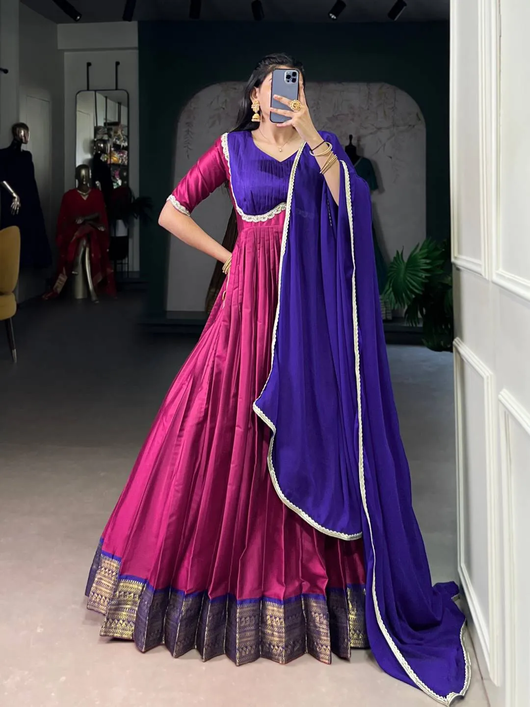 WMN 5008 Aura Silk Weaving Festive Gown