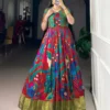 WMN 5035 Tasar Silk Kalamkari Printed Festive Gown