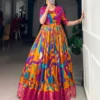 WMN 5035 Tasar Silk Kalamkari Printed Festive Gown