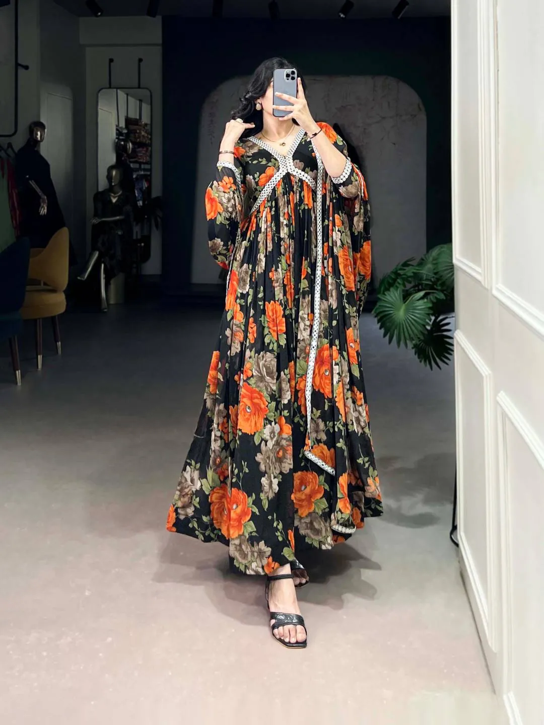 WMN 5040 Georgette Floral printed Gown for woman