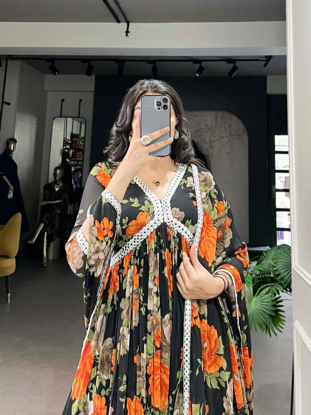 WMN 5040 Georgette Floral printed Gown for woman