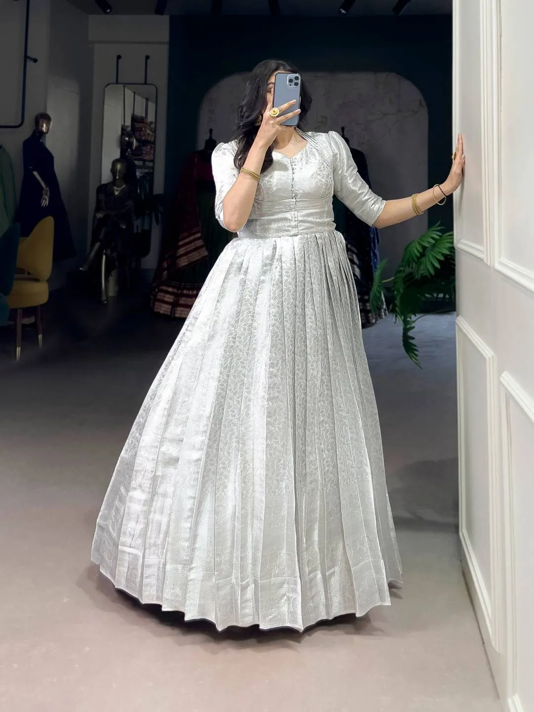 WMN 5321 Kanjivaram Zari Weaving Work Gown