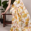 WMN 7008 Satin Silk Floral Printed Saree for woman