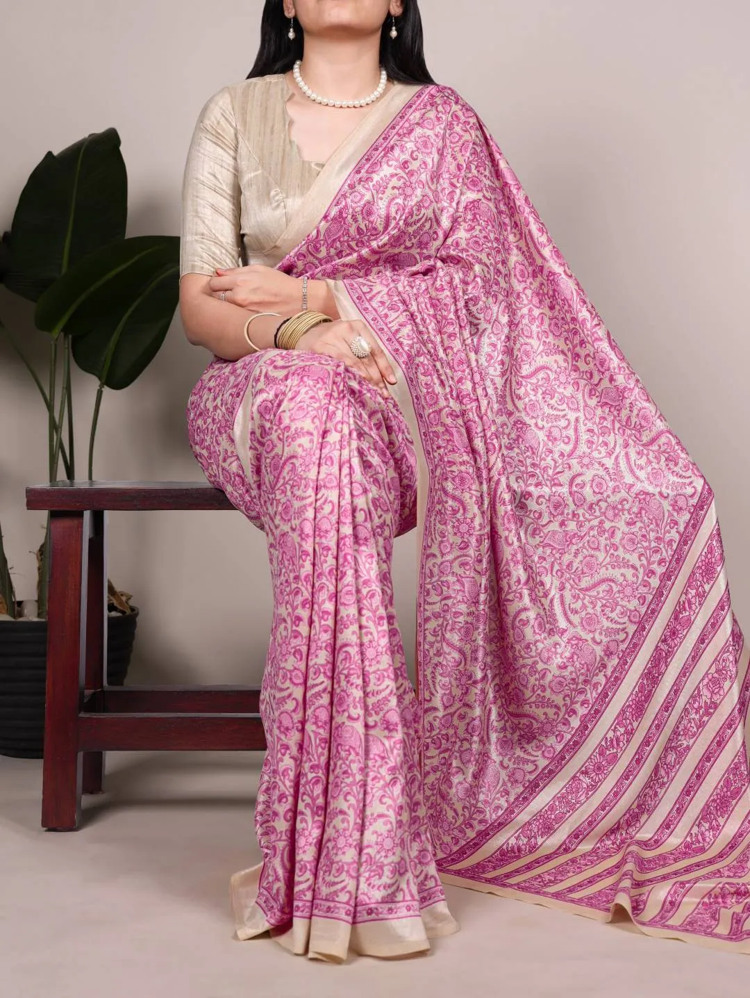 WMN 7014 Tasar Silk Printed Festive Saree for woman
