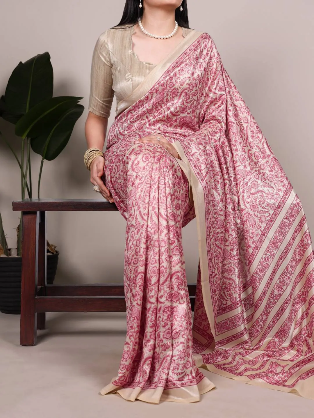 WMN 7014 Tasar Silk Printed Festive Saree for woman