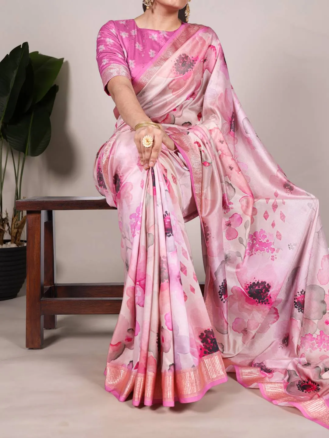 WMN 7015 Tasar Silk Printed Festive Saree