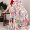 WMN 7017 Dull Satin Floral Printed Saree for woman