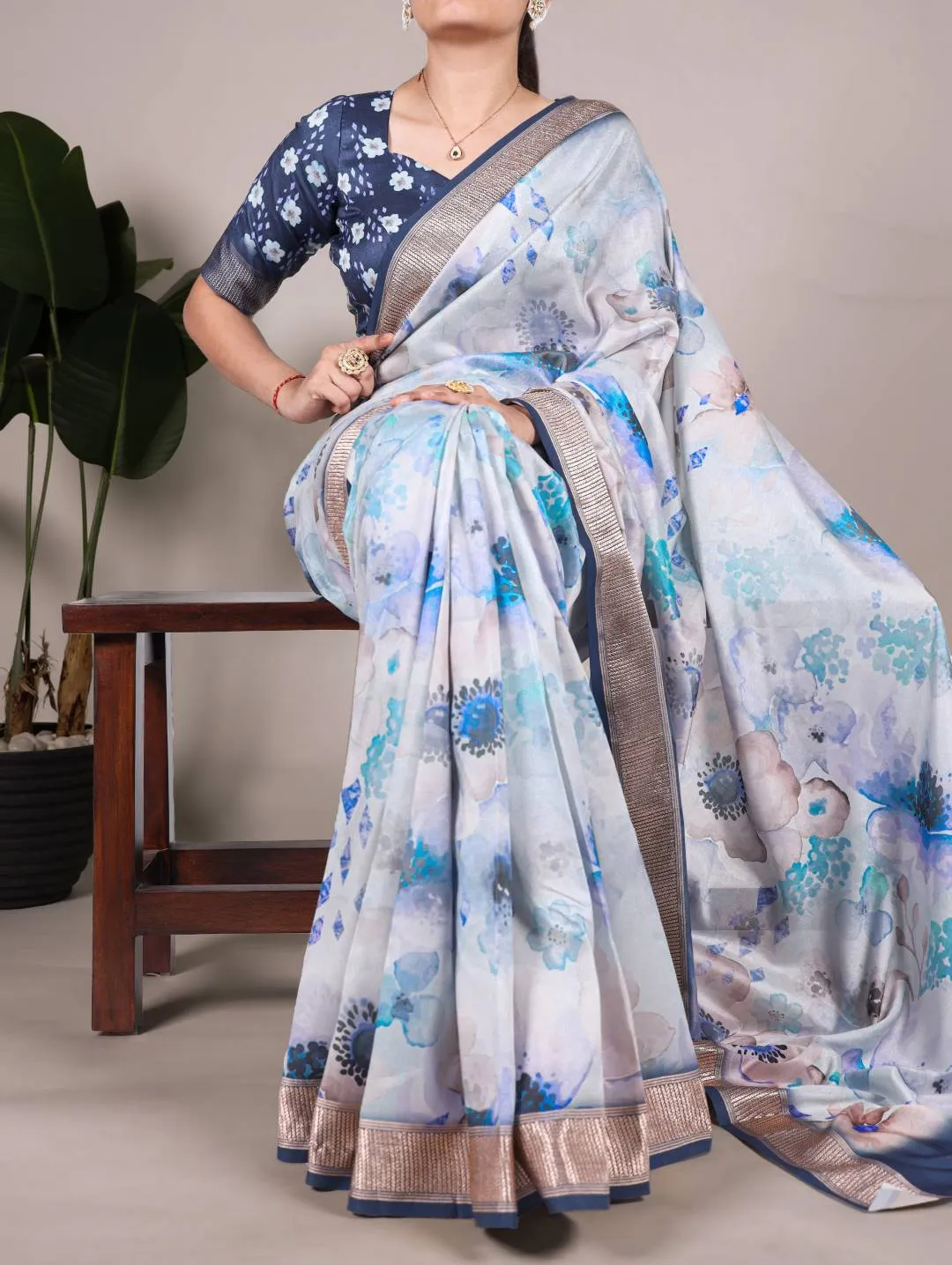 WMN 7024 Tasar Silk Floral Printeded Saree