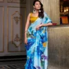 WMN 7026 Satin Silk Printed Party Wear Saree