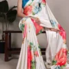 WMN 7027 Satin Silk Floral Printed Party Wear Saree