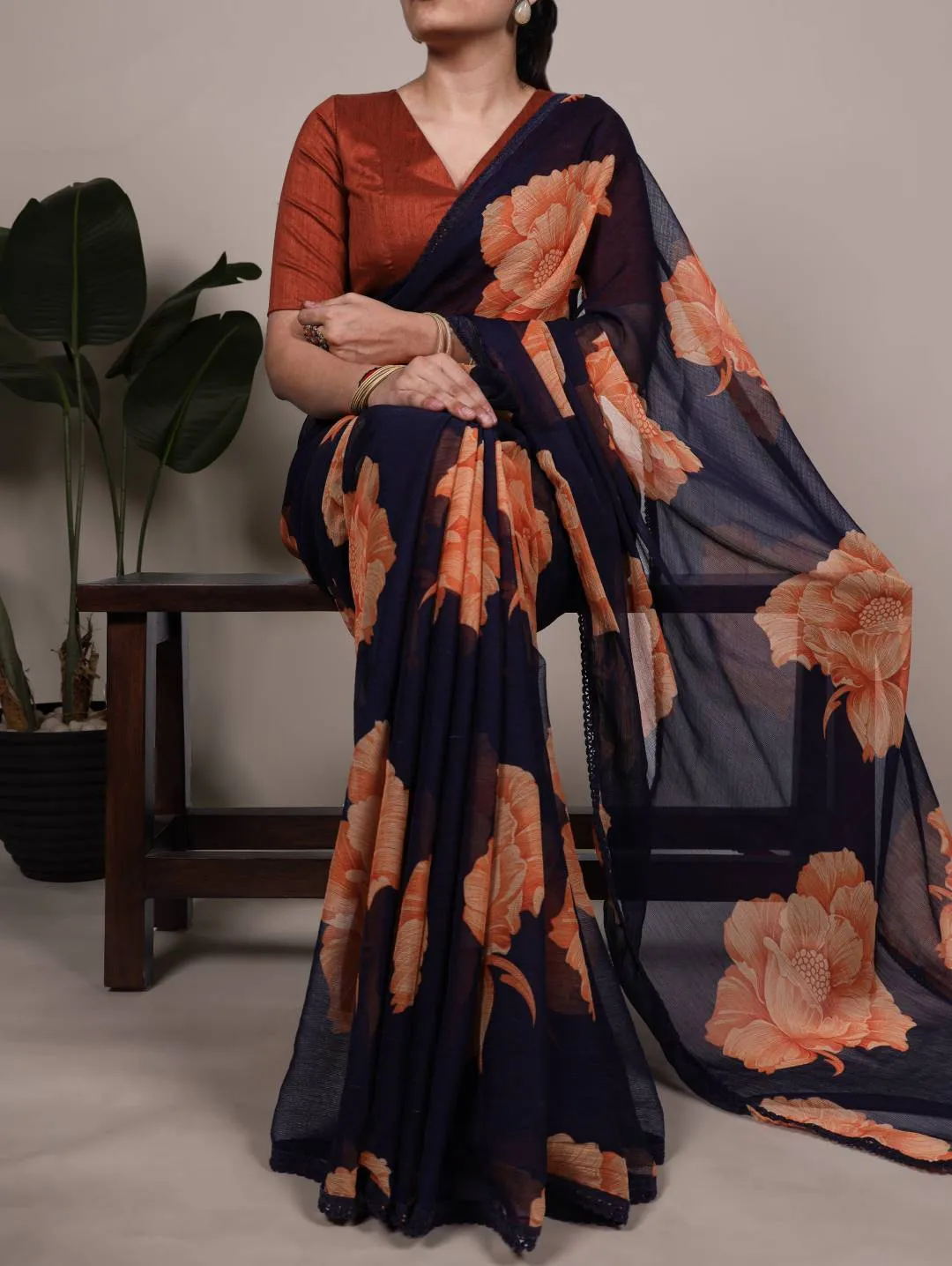 WMN 7033 Chiffon Floral Printed Saree