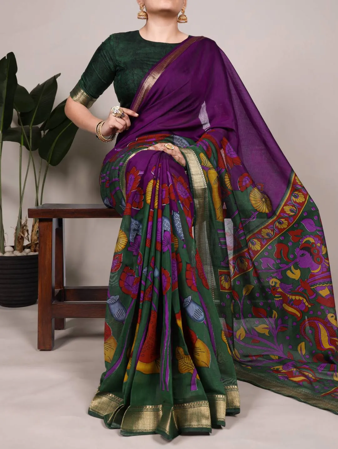 WMN 7036 Viscose Chanderi Zari Weaving Work Saree