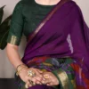 WMN 7036 Viscose Chanderi Zari Weaving Work Saree