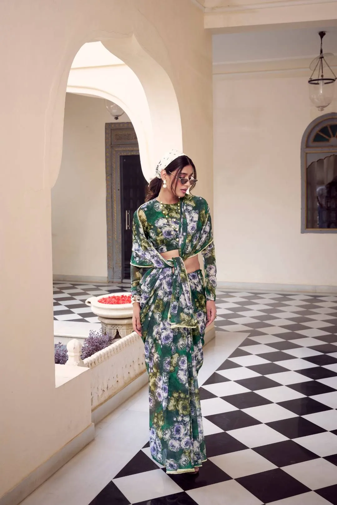 WMN 7042 Weightless Marbal Floral Printed Saree