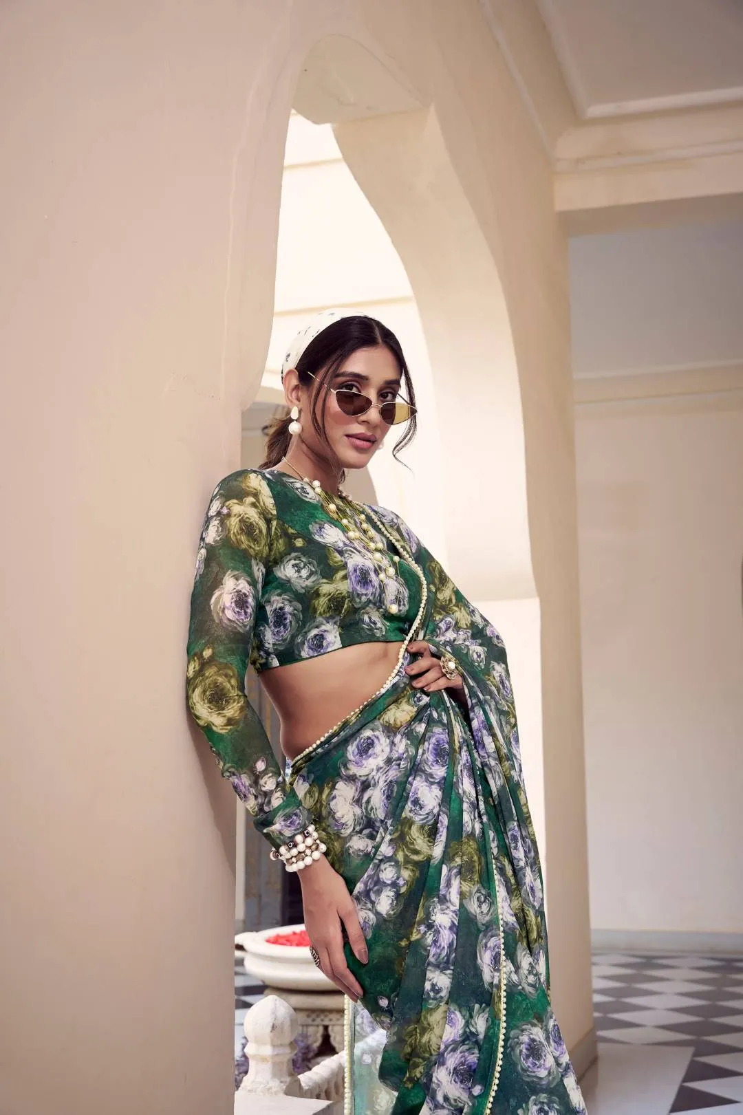 WMN 7042 Weightless Marbal Floral Printed Saree