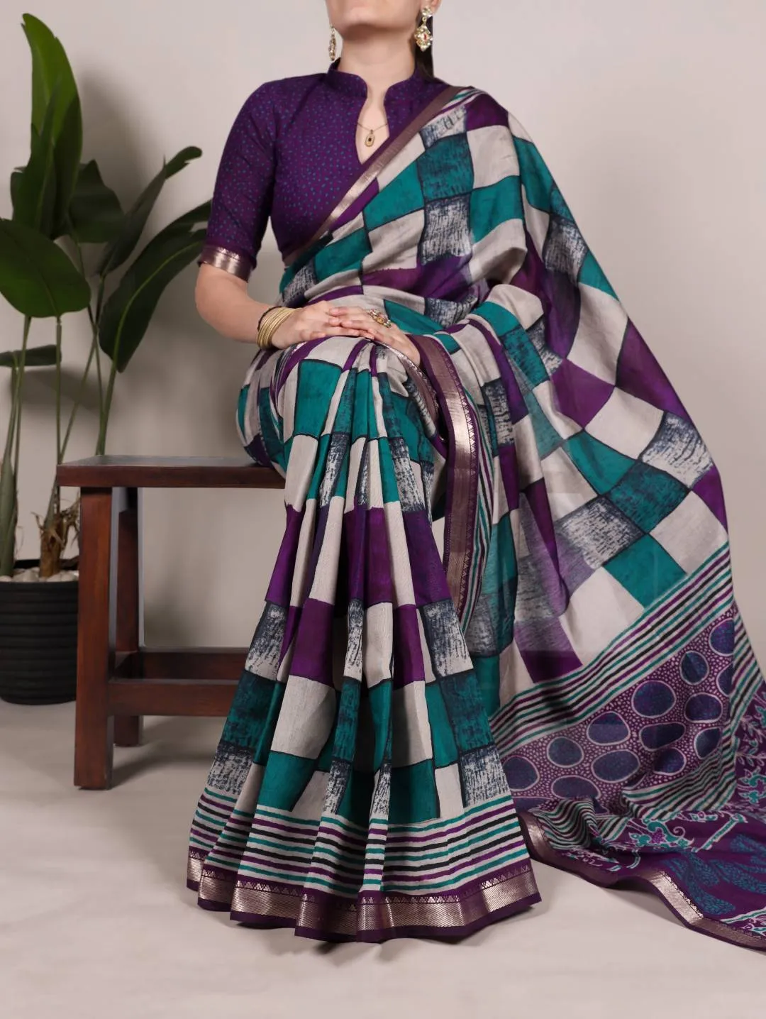 WMN 7045 Viscose Chanderi Printed Saree for woman