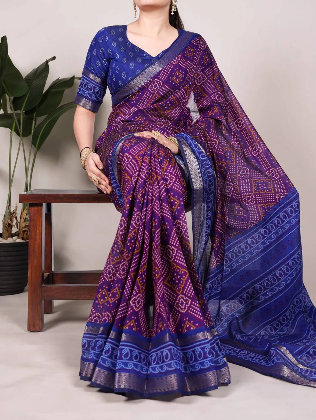 WMN 7046 Viscose Chanderi Zari Weaving Work Saree for woman