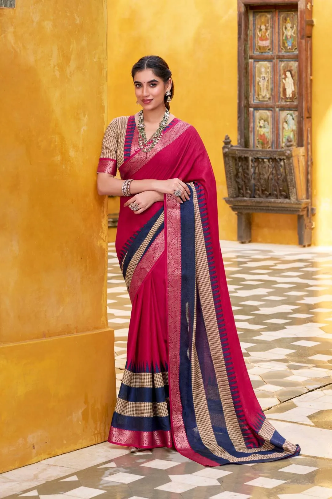 WMN 7049 Meeshrii Cotton Printed Weaving Saree for woman