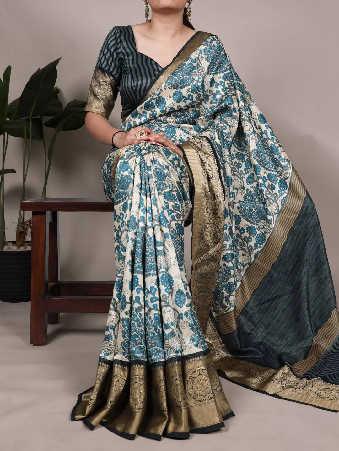 WMN 7050 Tasar Silk Printed Festival Saree