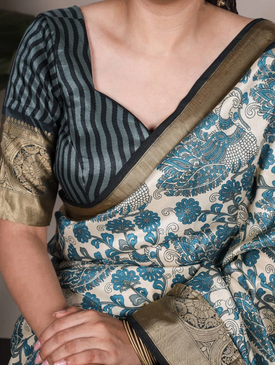 WMN 7050 Tasar Silk Printed Festival Saree