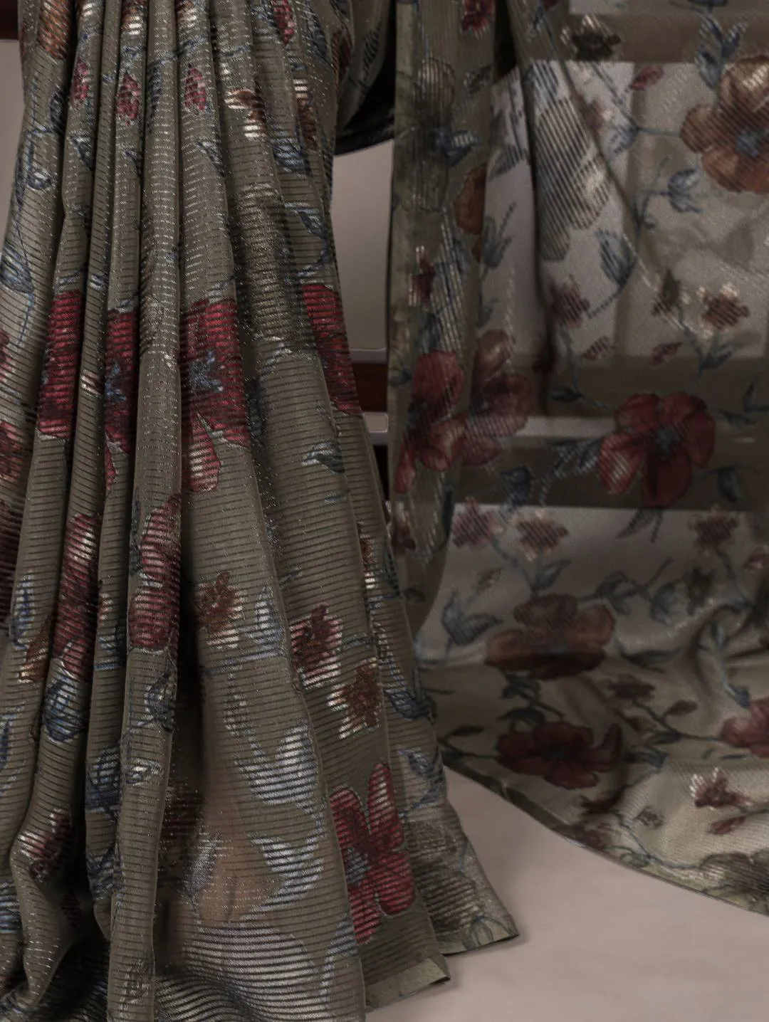 WMN 7051 Lurex Brasso Floral Viscose Brasso Festive Saree