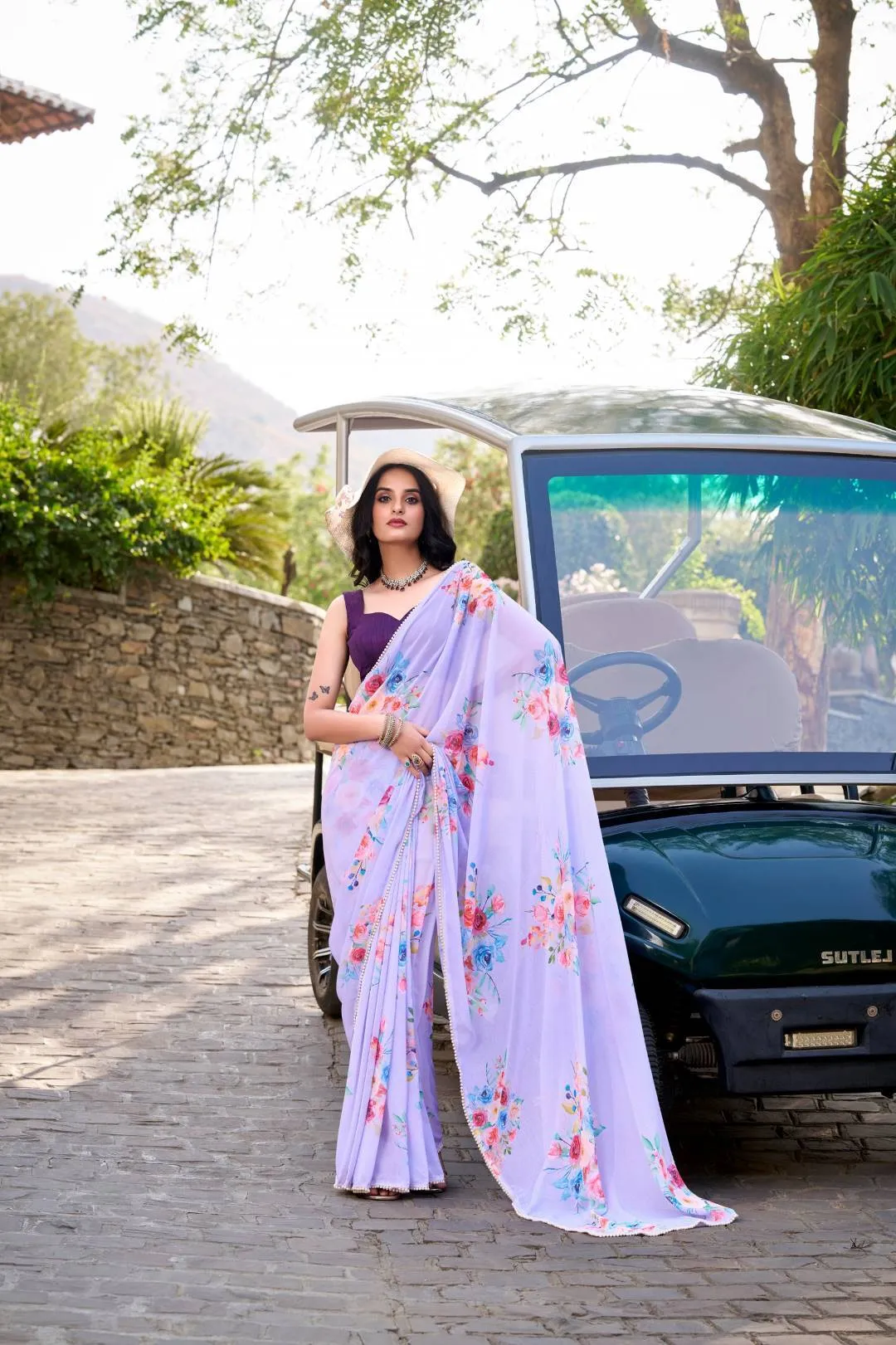 WMN 7141 Weightless Marbal Floral Printed Saree for woman