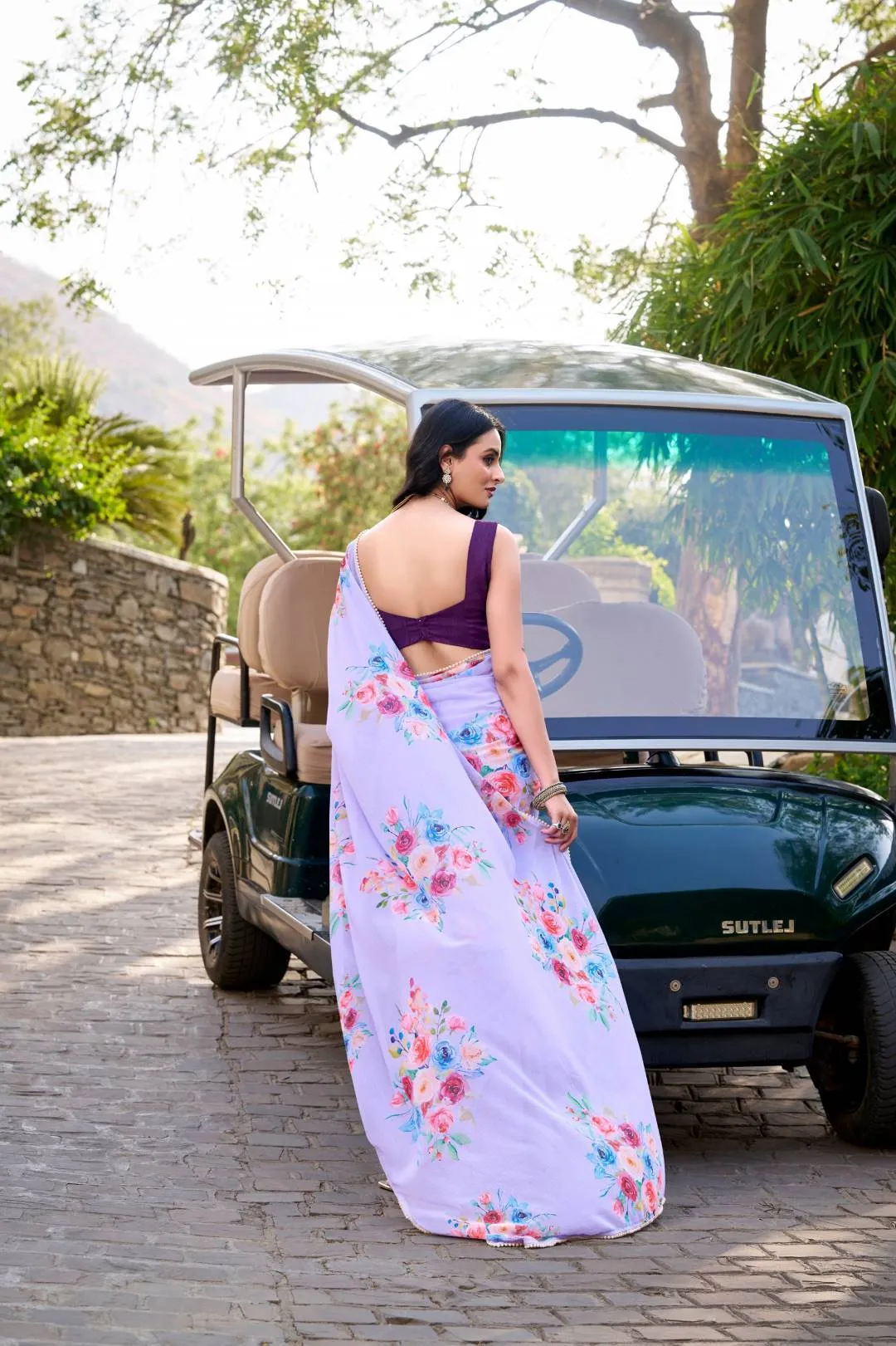 WMN 7141 Weightless Marbal Floral Printed Saree for woman