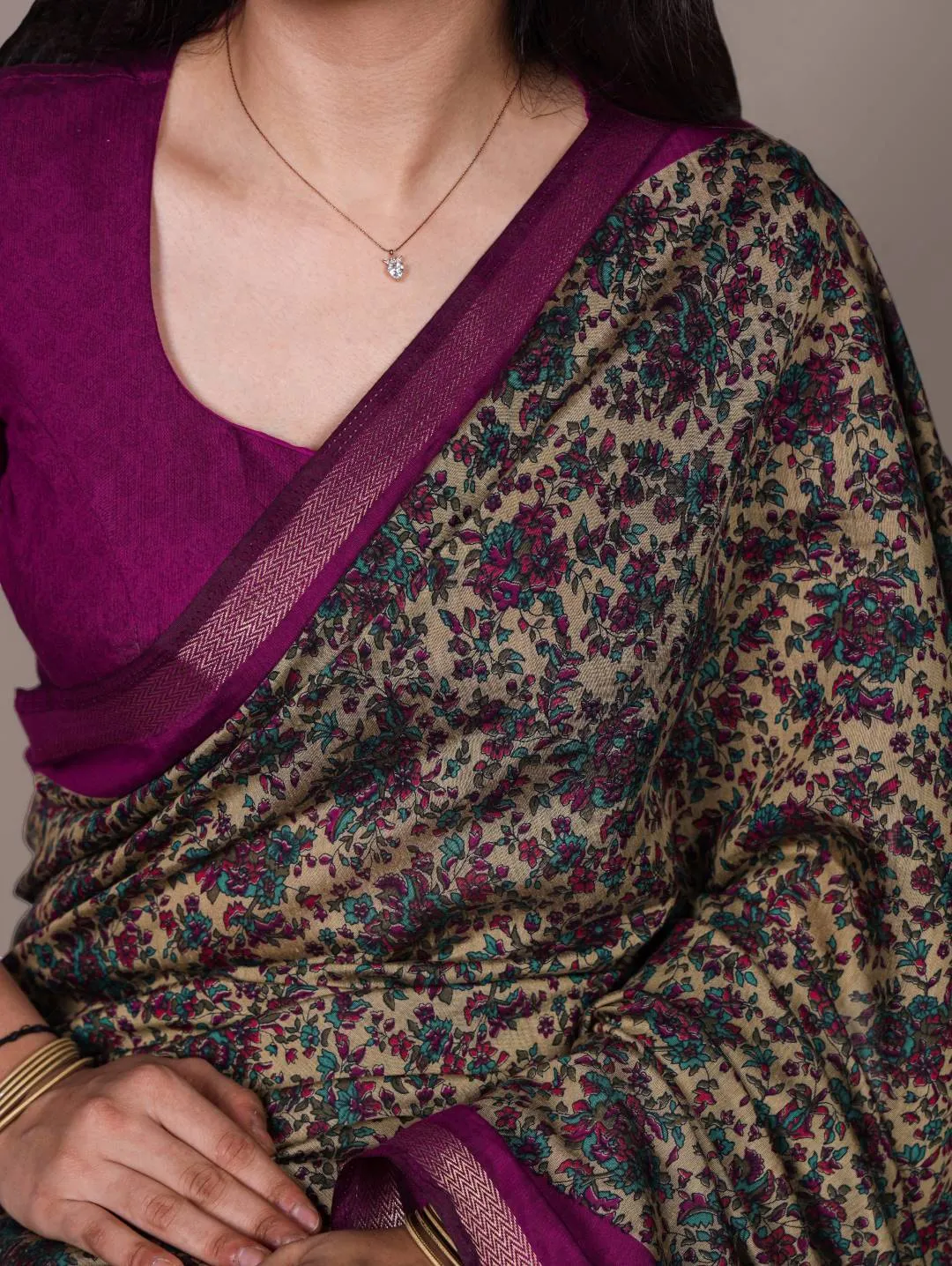 WMN 7200 Viscose Chanderi Printed Weaving Work Saree