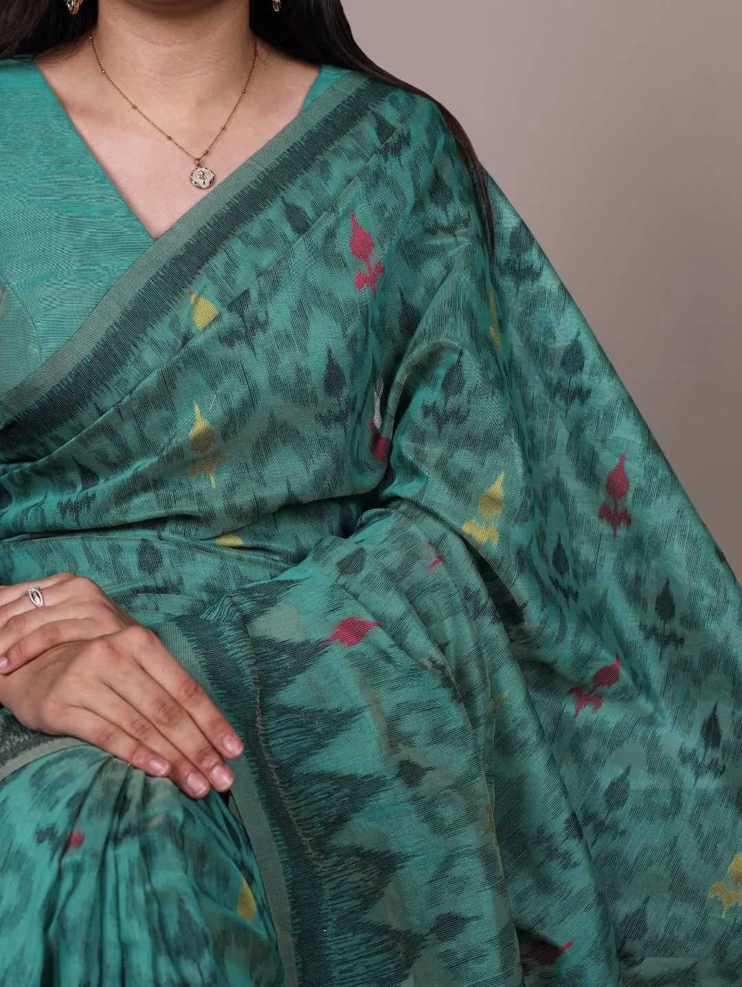 WMN 7414 Poly Cotton Thread Weaving Work Saree