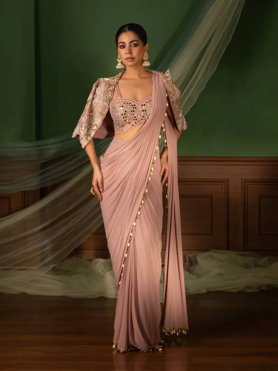 BDB 59 Crep Silk Sequence Party & Wedding Wear Ready To Wear Saree
