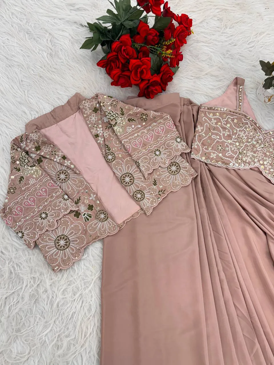 BDB 59 Crep Silk Sequence Party & Wedding Wear Ready To Wear Saree