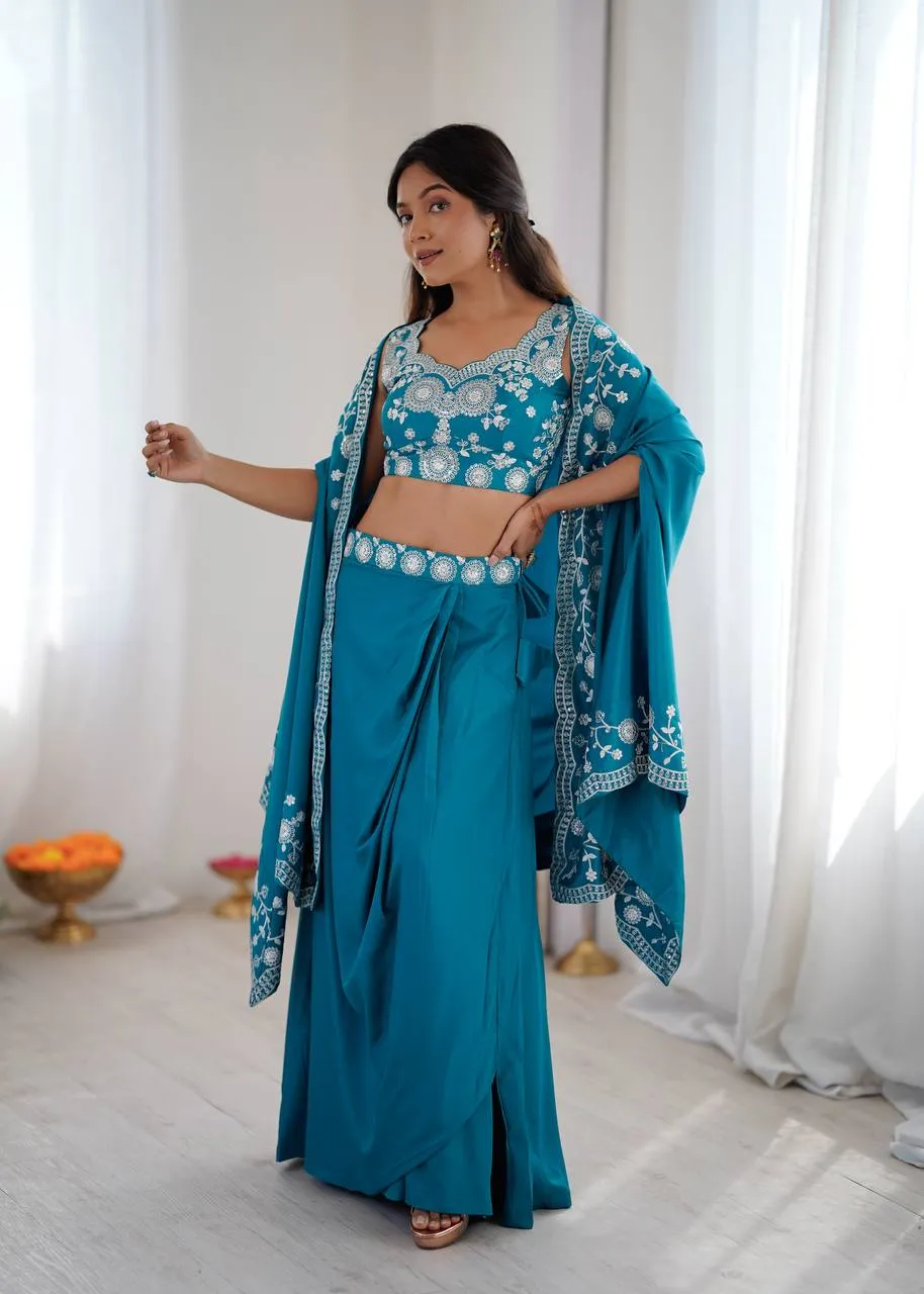 BDB 65 Crep Silk Embroidery Work Festival In Do Wessten for woman