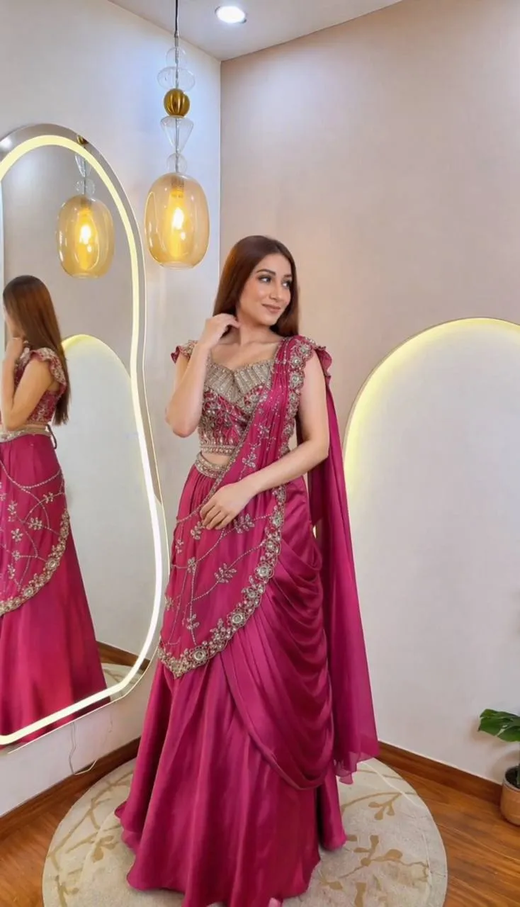 BDB 68 Crep Silk Embroidey In Do Wessten & Ready To Wear Saree