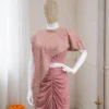 BDB 71 Pink Crepe Silk Indo Western Saree with Heavy Sequins Embroidery Cape Blouse Designer Party Wear Saree for Women