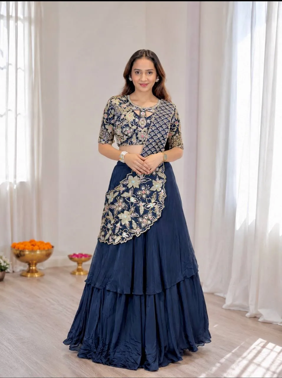 BDB 75 French Crep Silk Embroidey Festival Ready To Wear Saree