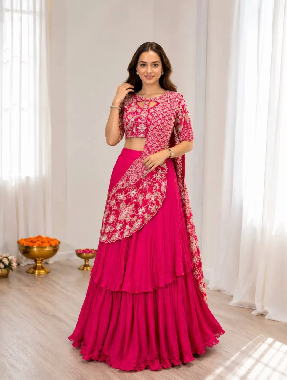 BDB 75 French Crep Silk Embroidey Festival Ready To Wear Saree