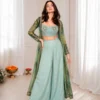 BDB 76 Georgette Embroidery Plazzo Set With Shrug Indo Western