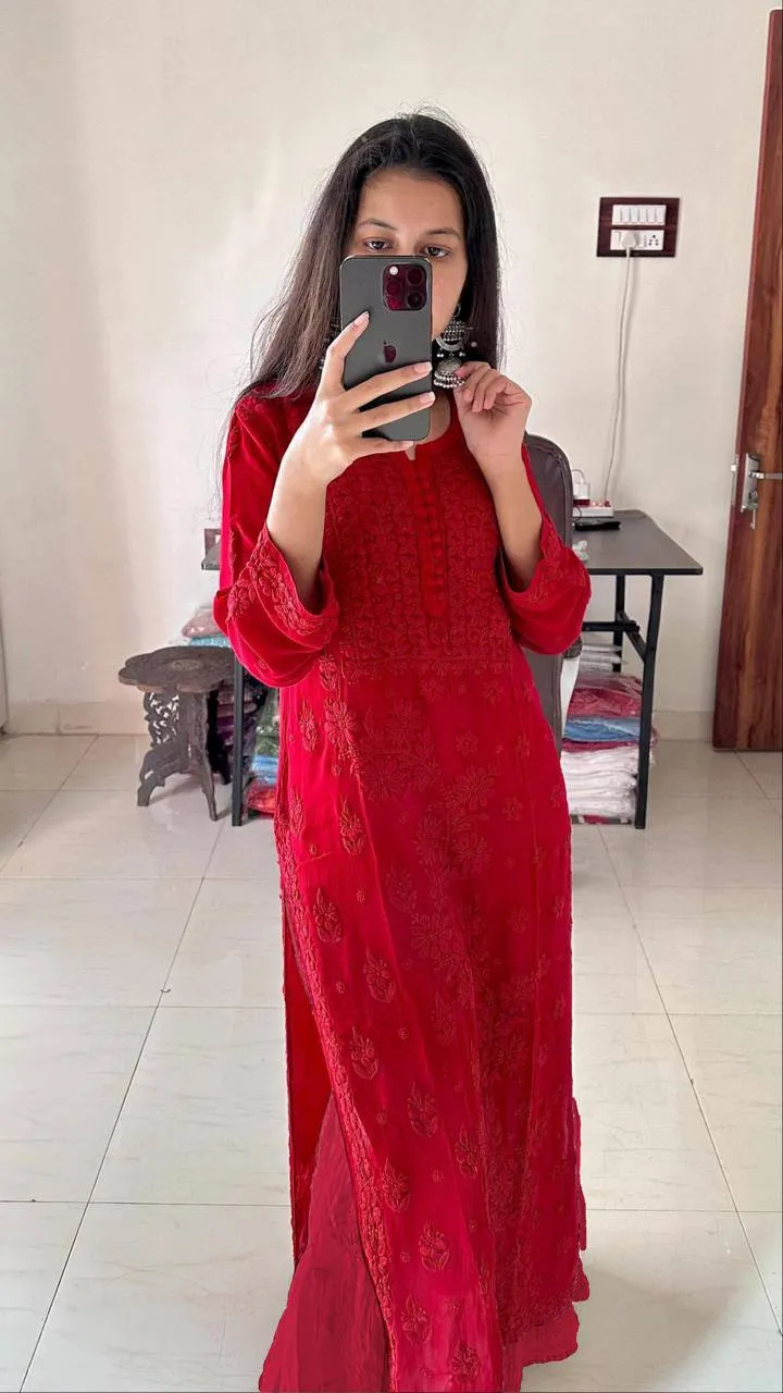 BV 354 Georgette Kurti Pant With Dupatta Embroidery Work for woman