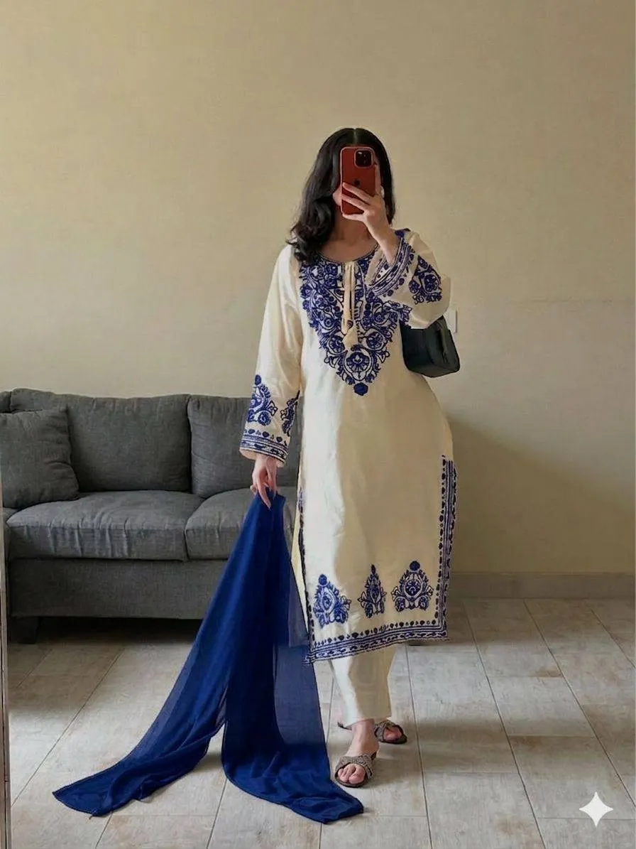 BV 386 Roman Silk Embroidery Festival Readymade Dress for woman